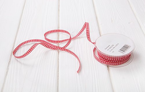 Logbuch-Verlag rot weiß kariertes Geschenkband Karoband Schleifenband zum Basteln 20 m x 6 mm