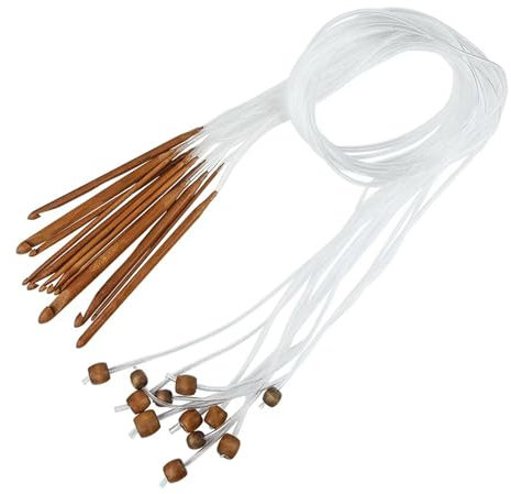 Tunesische Holz Häkelnadel Acryl Stricknadeln 3-10mm Afghanische Teppich-Haken-Stricknadeln 12 Stück in Set.