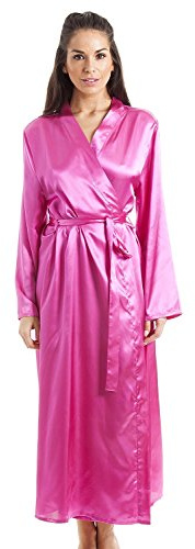 Camille Womens Luxury Long Satin Wrap - Ladies Summer Lightweight & Breathable Robe with Tie Belt Fastening Purple
