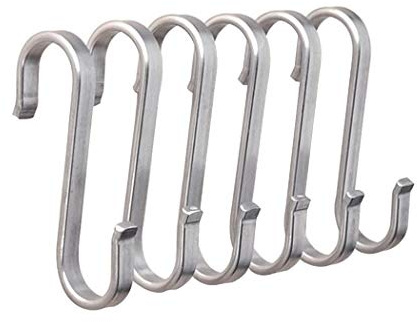 SeeRaphee Heavy Duty 304 Stainless Steel S Shaped Metal Hanging Hooks for Hanging, Metal Kitchen Pot Pan Hanger Storage Rack Closet S Type Hooks(10PCS)