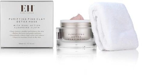 Emma Hardie Maschera disintossicante all'argilla rosa purificante (50 ml) – dermatologicamente testata, adatta per pelli sensibili, deterge, purifica ed equilibra la pelle. Raffina i pori ed esfolia