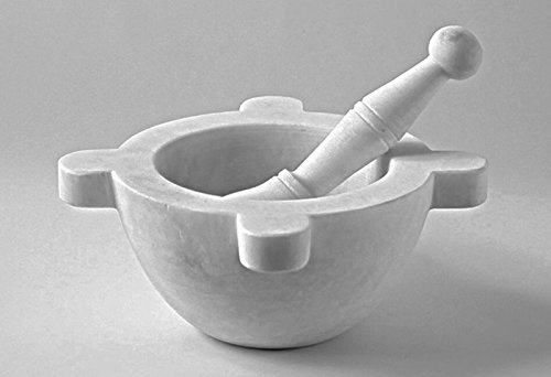 Mortaio Marmo Bianco Carrara Mortier en marbre Blanc avec Pilon Home Chef Vintage Fabriqué en Italie 16 cm