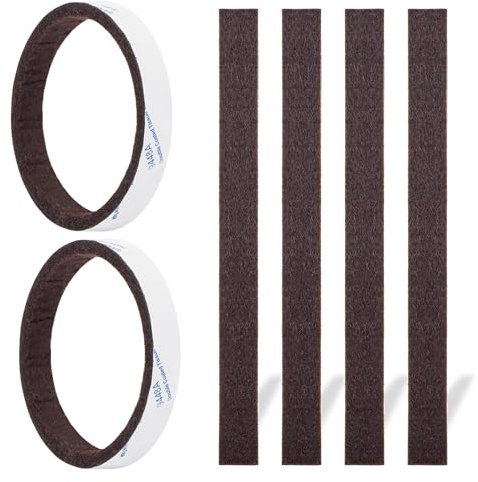 Felt Strips with Adhesive Backing, Felt Furniture Strips, 20Pieces Pack 1/2x 6 Inches, Adehesive Felt Strips for Furniture Brown