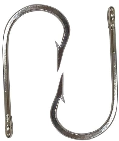 Tuna Shark Fishing Hooks 10pcs/lot Stainless Steel Big Game Sharp Fish Hook Round Bend Ringed Eye Saltwater 7691 Tuna Bait Fishhooks (9/0-10pcs)