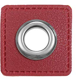 Ösen Patches eckig – 2 Stück – Lederimitat zum Aufnähen – 20 Farben – für Kordeln, Taschen, Turnbeutel, Kleidung – Patch mit Metallöse – DIY Nähzubehör für Deko & Accessoires (bordeaux)