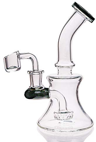 Aoheuo Mini Glass Water Pipes 6 Inch Recycler Dab Rigs Smoking Pipe Percolator Glass Bong with 14mm Banger Nail (black)