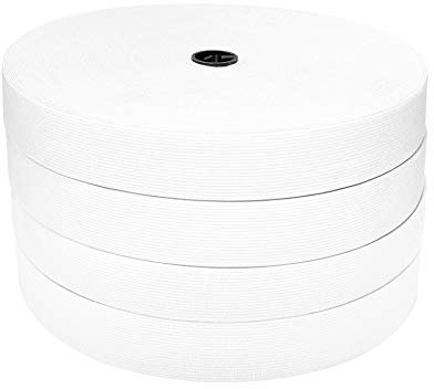 40 Metros de Goma Elástica de Costura, Disponible en Varios Anchos, Cinta Elástica para Coser, Cinta Elástica Ancha, Goma para Coser y Manualidades, Goma para Ropa, (Blanco, 40mm)