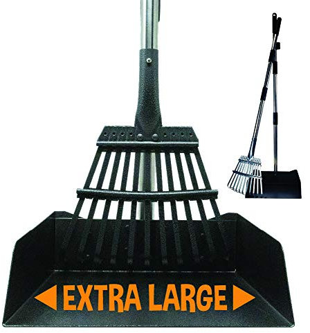 Bodhi Dog Metall-Tablett mit langem Griff und Rechen-Kotschaufel | perfekt für kleine, mittelgroße, große Haustiere – ideal für Gras, Straße und Kies