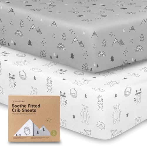 Bio-Spannbettlaken für Kinderbetten - 70x140 Atmungsaktive Jersey Baumwoll Baby Bettlaken, Spannbettlaken für Kinderbettmatratzen, Spannbettlaken, Spannbettlaken für Babybetten (Woodland)