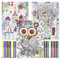 THE TWIDDLERS 3X 500-teiliges Puzzle zum Ausmalen mit 6 Farbstifte, 70x50cm - Anti-Stress Aktivität, Geschenk, Basteln für Ältere Kinder & Erwachsene