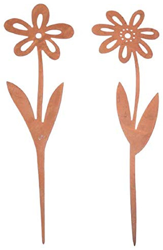 Blumenpaar 2-er Set, Edelrost, 25 cm