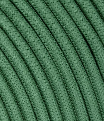 Câble Textile pour Lampe, câble en Tissu 3 Fils (3 x 0,75 mm2) – Vert/vert clair. Fabriqué en Italie (5 metri)