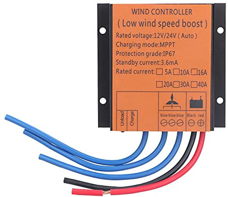 Genway 800W Windregler Automatische 12V 24V Windgenerator Boost Laderegler 48V Wasserdicht 10A 20A MPPT Regler für Windkraftanlagen Leistungsregler (12v 24v)