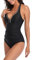 Joligiao Costume Intero Donna, Costumi da Bagno Interi per Donna con Scollo a V Sexy Push-up Imbottitura Estraibile per Donna Costume da Mare Spiaggia Piscina(A-Nero,L)