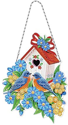 NSXIN Diamond Painting 5D Kits Deko, DIY Diamant Malerei Bilder Weihnachten Kranz Set mit Hängekette, Handwerk Applique Mosaik Strass Kristall für Wand Und Eingang Dekoration Geschenk (Typ B)