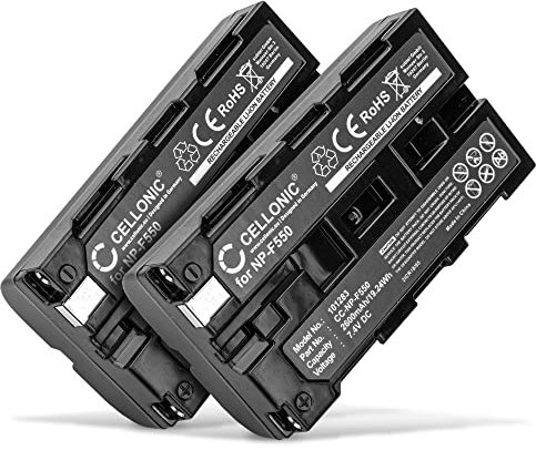 CELLONIC, Batterie pour Caméra, Compatible avec Sony NP-F750, NP-F330, NP-F550, NP-F950 (7.4V, 2600mAh) 2 Pièces