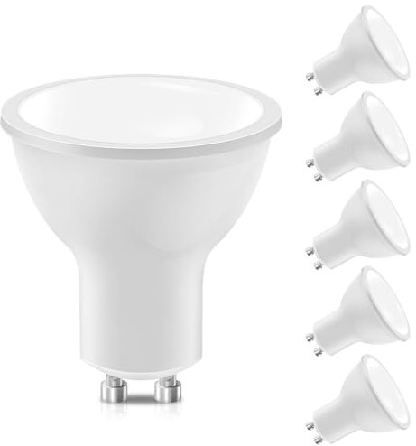 STANBOW GU10 LED blanco frío, fuente de luz de 5 W 400 lm, bombilla de luz blanca fría de 6000K (reemplaza la lámpara halógena de 40 W), bombilla con ángulo de haz de 120°, 6 piezas