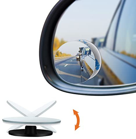 URAQT Toter Winkel Spiegel,2 Stück 360° Verstellbarer Wasserdichter HD Selbstklebend Weitwinkelspiegel Toten Winkel Assistent Universal Trainer Rückspiegel Spiegelfolie Auto für General Autospiegel
