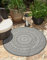 the carpet Mistra - Moderner In- und Outdoor Teppich, perfekt für das Wohnzimmer, Schlafzimmer oder die Terrasse, Wetterfest, langlebig und pflegeleicht, Grau Mandala, 120 cm Rund