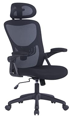 byLIVING Bürostuhl Flex, einstellbare Kopfstütze, Wippmechanik | Lordoseneinstellung, Kunststoff und Netzstoff schwarz, B 62, H 111-119, T 66 cm