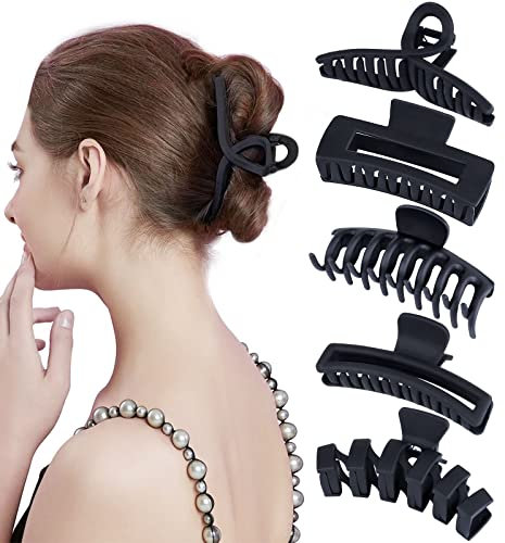 Kavyas 5 Pcs Grosse Pince Cheveux Femme, Grande Pince a Cheveux Antidérapantes Pinces Cheveux Mates, Classique Accessoire Cheveux Convient aux Dames et aux Filles