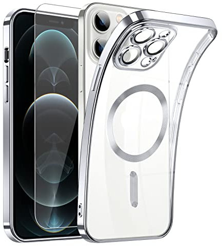 Clear Magnetisch für iPhone 12 Pro Max Hülle mit MagSafe [Original iPhone Äußere] [Kameraschutz Eingebaut] Durchsichtig Silikon Case Ultra Dünn [Niemals Gelb] Handyhülle Anti Fingerabdruck Schutzhülle