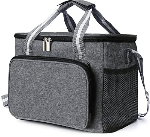 Poligono Kühltasche 15L, Kühltasche Klein Faltbar, Lunchtasche Herren Damen, Thermotasche für Büro Camping Picknick Reisen, Grau