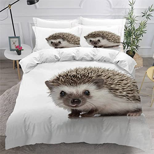 VULORA Igel Kinderbettwäsche 135x200 Tier 3D Druck Bettwäsche-Sets 3Teilig für Jungen Mädchen Teenager Weich Mikrofaser Bettbezug mit Reißverschluss und 2 Kissenbezüge 80x80cm
