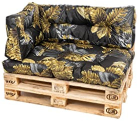 TexDeko® Garden Palettenkissen 120x80x18cm wasserabweisend UV - beständig In- & Outdoor Premium Sitzkissen gesteppt Palettenauflage für Europaletten (3-TLG Set, Blume)