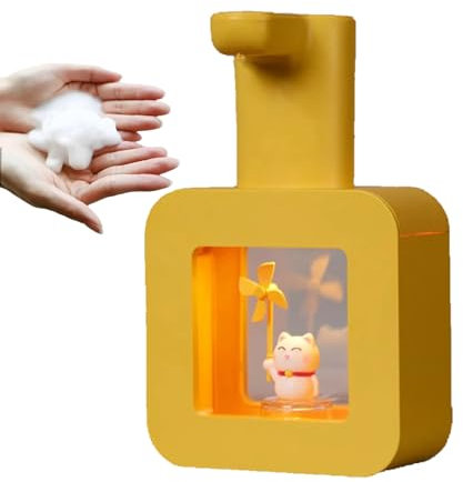 HERCHR 400ml/13.53Oz Soap Dispenser Manual Pump,Automatic Soap Dispenser,20s Light Reminder Function Touchless USB Foaming Soap Dispenser Refillable Wash Hand Liquid for Home Bathroom School