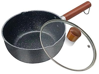 OQHAIR 1 Set Small Milk Pot Mini Saucepan Pans with Lids Non Stick Pan with Lid Nonstick Saucepan Yukihira Pan Kitchen Pot Kitchen Sauce Pan Home Accessory Convenient Milk Pot Black Japan