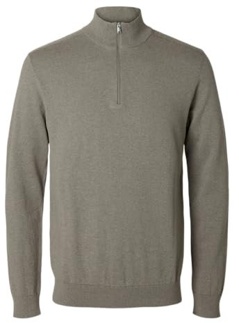 SELETED HOMME Herren SLHBERG Half Zip Cardigan NOOS Strickpullover, Vetiver/Detail:Melange, Medium