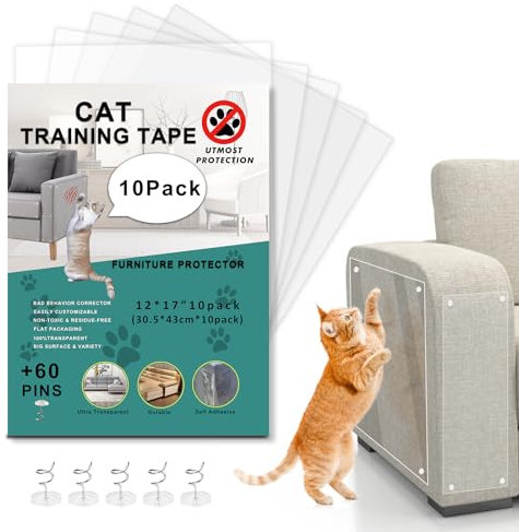 JDHON Kratzschutz Sofa Katze (17 * 12), Anti Kratz Folie für Katzen 10pack, Katzen Kratzschutz für Möbel Couch Sofa Tür, Kratzabwehr von Katzen/Hunde