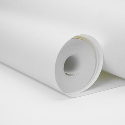 WINSOME Paste The Wall Lining Paper 4 Rolls of 10M x 53cm - Heavy Duty PVC Free, Breathable, Paintable Plain White Backing Thick Long Wall Lining Paper