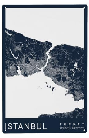 artboxONE Metall-Poster 20x30 cm Städte/Istanbul City Map von Istanbul von Künstler Webwald