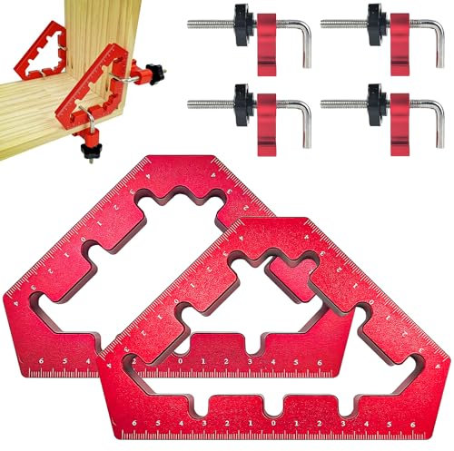 Juego de Dos Ángulo de Posicionamiento, Aluminio Sargento Escuadra, Abrazadera de Ángulo de 45/90 Grados, 90 MM * 132 MM Sargentos de Ángulo Recto, Ángulo de Posicionamiento para Carpinteros