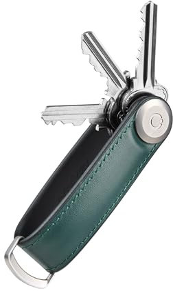 Orbitkey Schlüssel-Organizer aus Hybrid-Leder, hochwertiges Nappaleder und TPU, Edelstahl-Schließmechanismus, schlankes und leises Profil, pine green, Einheitsgröße