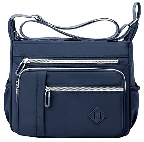 1969 Taschen Damen Schulter Handtasche Geräumig Mehrere Taschen Tasche Damen Crossbody Geldbörse Mode Tragetasche Top Satchel O Bag Taschen Damen Fell (Dark Blue, One Size)