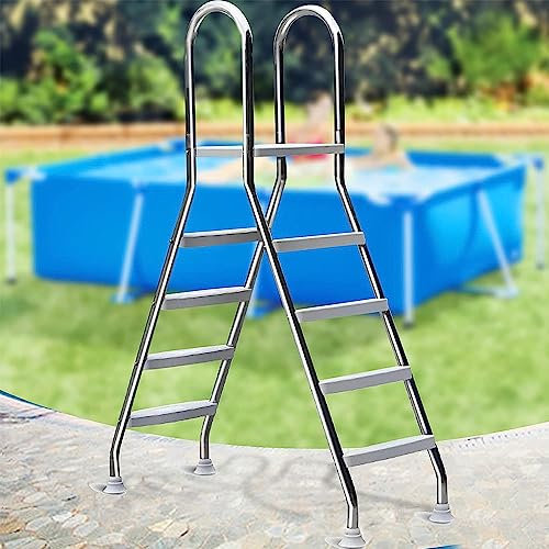 vhdurike Échelle de Piscine Hors Sol, échelle de Piscine à 4 marches avec pédales antidérapantes, marches de Piscine Hors Sol en Acier Inoxydable pour Voyage, Piscine de Jardin, Maison