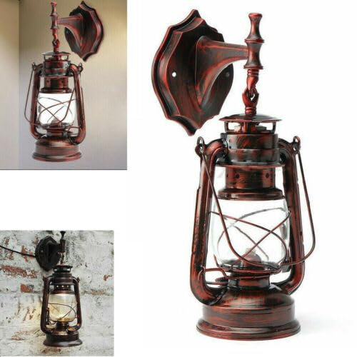 SAUADY Antike Vintage Wandbeleuchtung Retro Laterne Lampe Wandleuchte Außen Wandlampe Wasserdichte E27 Birne Glas und Aluminium Hof Garten Terrasse Flur Rot Bronzefarbig