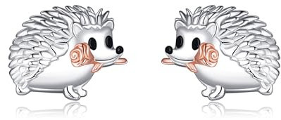 URONE Igel Ohrringe 925 Sterling Silber Igel Ohrstecker Tier Ohrringe Igel Schmuck Geschenke für Damen Mädchen