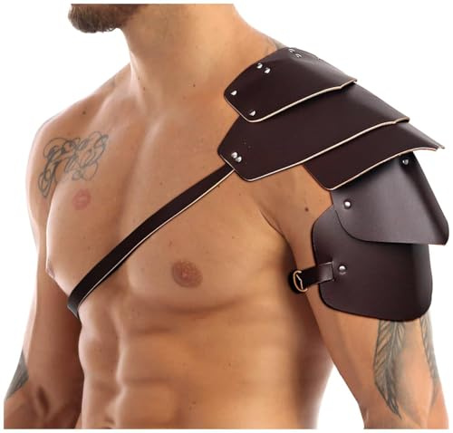SJTJSPX Mittelalter Leder Schulter Rüstung Schulterschutz Wikinger Cosplay Schulterpanzer Ritter LARP Verstellbarer Schultergurt Gothic Halloween Kostüm Karneval Fasching Zubehör