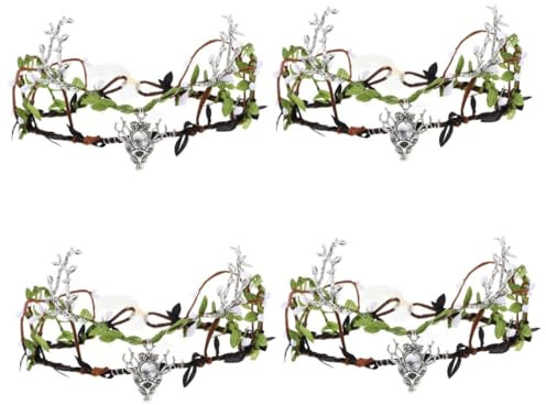 Amosfun 4 Stück Rattan Girlande Elfen Cosplay Stirnband Halloween Stirnbänder Für Frauen Blumenkrone Kopfschmuck Party Stirnband Haarschmuck Haarschmuck Für Frauen Blattkronen