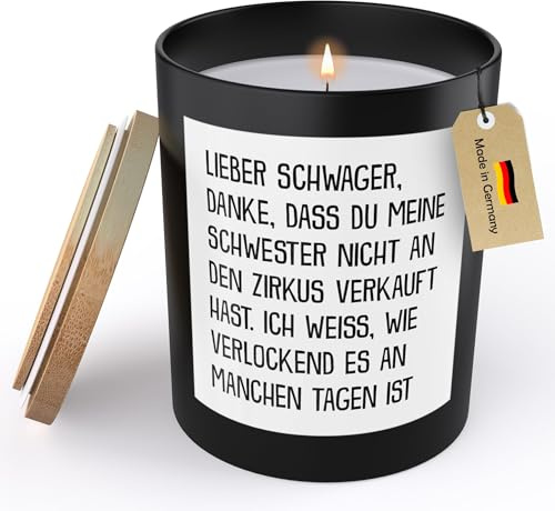 (HANDGEMACHT) Schwager Geschenk Spruchkerze Danke MEINE SCHWESTER Hochzeit Sojawachs Kerze im Glas Bruder der Braut des Bräutigams Handgemacht Duft Vegan Nachhaltig - ZITRUS