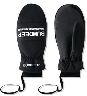 BUMDEEP Skihandschuhe Winterhandschuhe für Damen Herren, Warm Fausthandschuhe Snowboardhandschuhe Wasserdichte, winddichte, warme und atmungsaktive Handschuhe Winter(Schwarz Weiß,L)