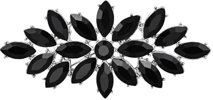 EVER FAITH Corsage Brosche Marquise österreichischen Kristall Hochzeit boomende Blume Pin für Kleidung -1,6 Zoll Schwarz Silber-Ton
