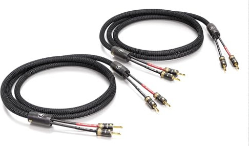 VIABLUE SC-2 Silver Single-Wire * High-End Lautsprecherkabel * T8 Bananenstecker, echtvergoldet * Modell 2024 * 1 Paar * mit Splitter * 300 cm* 3 m