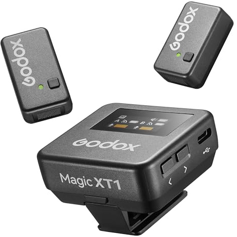 Godox Drahtloses Lavalier-Mikrofon mit Rauschunterdrückung & OLED-Touchscreen,16H Batterielebensdauer 656ft Übertragung,Kompaktes Drahtloses Ansteckmikrofon für Kameras/iPhone/Android/Live Streaming