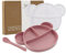 Miracle Baby Assiette Silicone avec Ventouse pour Bébé Assiette Antiderapante avec Couvercle et Cuillère Assiette Enfant Fille Garçon Set avec Boîte Cadeau, Sans BPA et Lave-vaisselle (Rose)