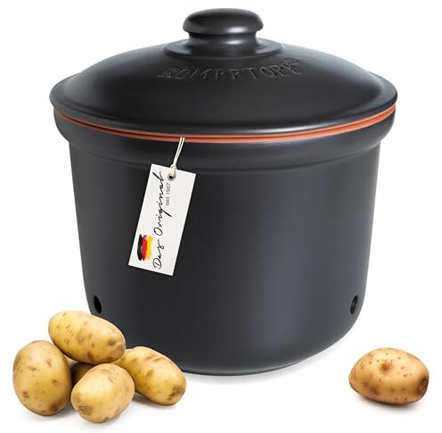 Römertopf Maxi Plus Pot fraîcheur en céramique 5,5 l – Argile respirante pour garder les légumes frais plus longtemps – Circulation de l'air idéale – Noir